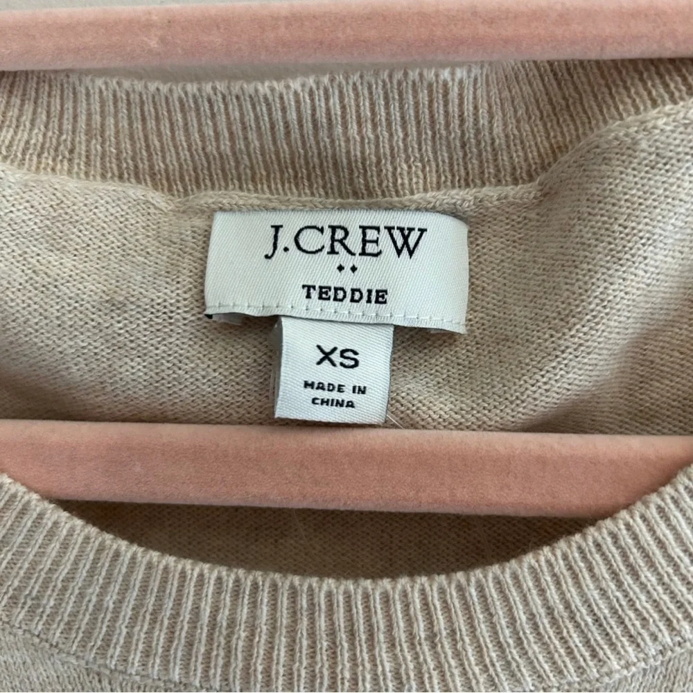 J. Crew Cream Crewneck Sweater with Embroidered Orange Pumpkin